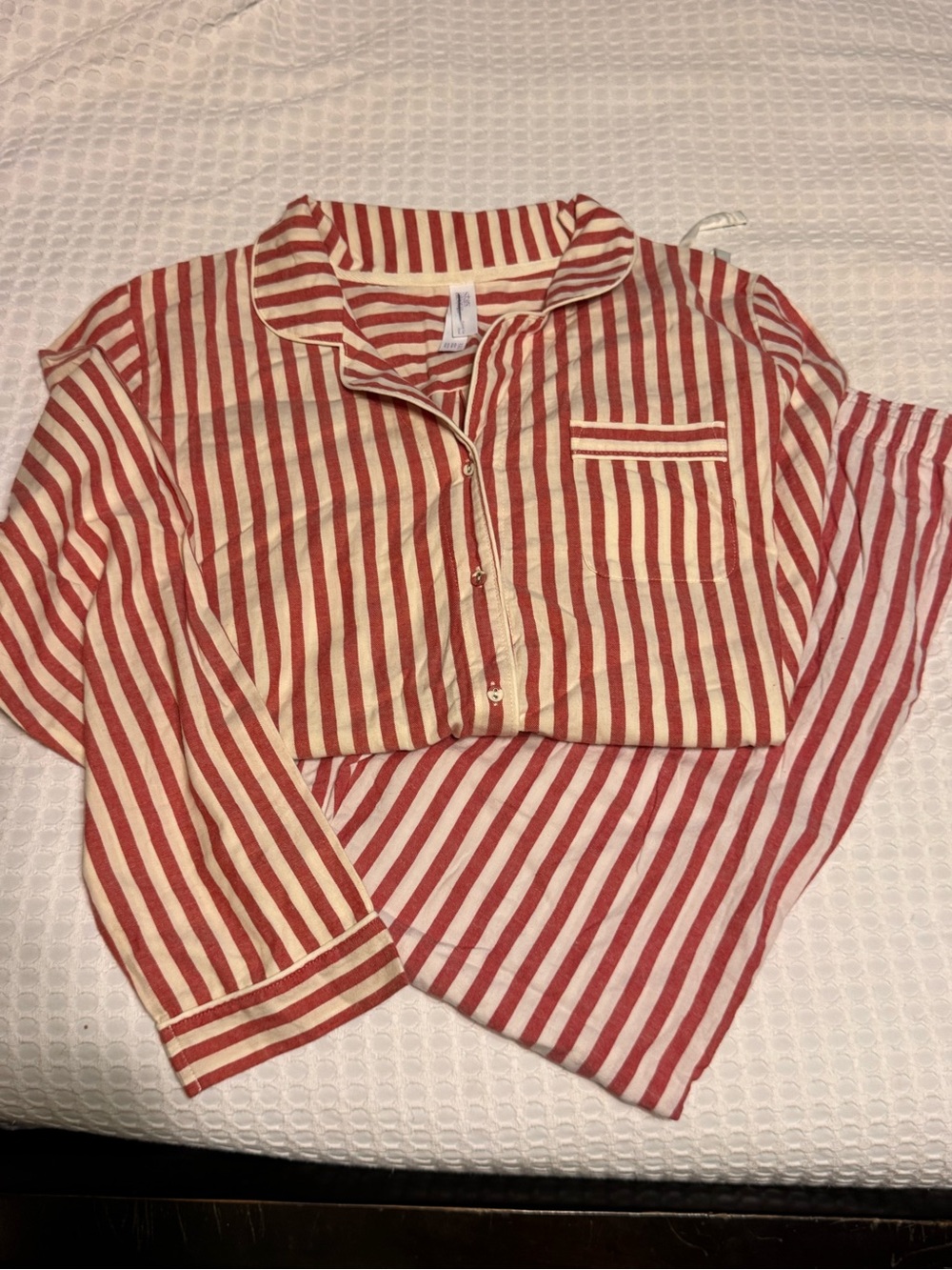 Stars above Red & Cream Striped Pajama Set